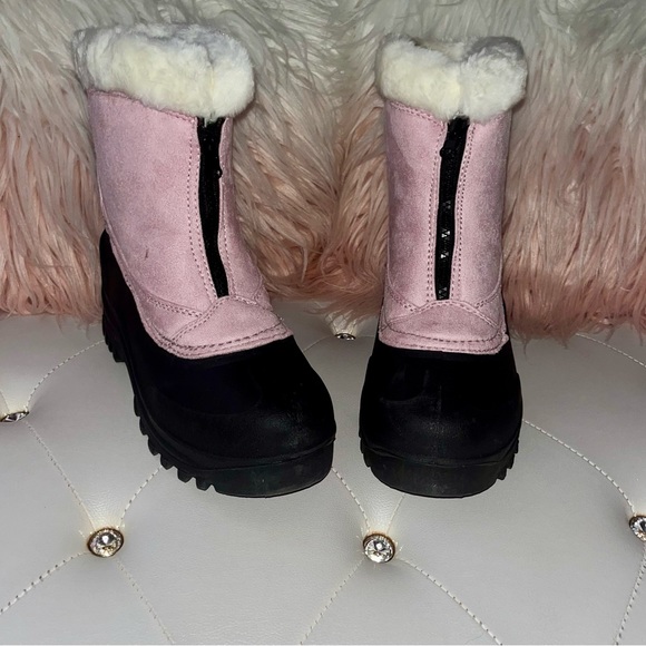 Itasca Tahoe Pink Black Micro Suede Faux Shearling Front Zip Boots Size 10 - Picture 9 of 13